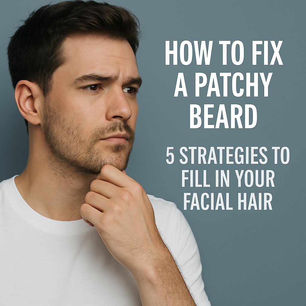 Digital image of a man using a derma roller on his beard with overlaid text 'Does Microneedling Really Work for Beard Growth?' – featured image for Vitalysse blog on microneedling and facial hair growth.