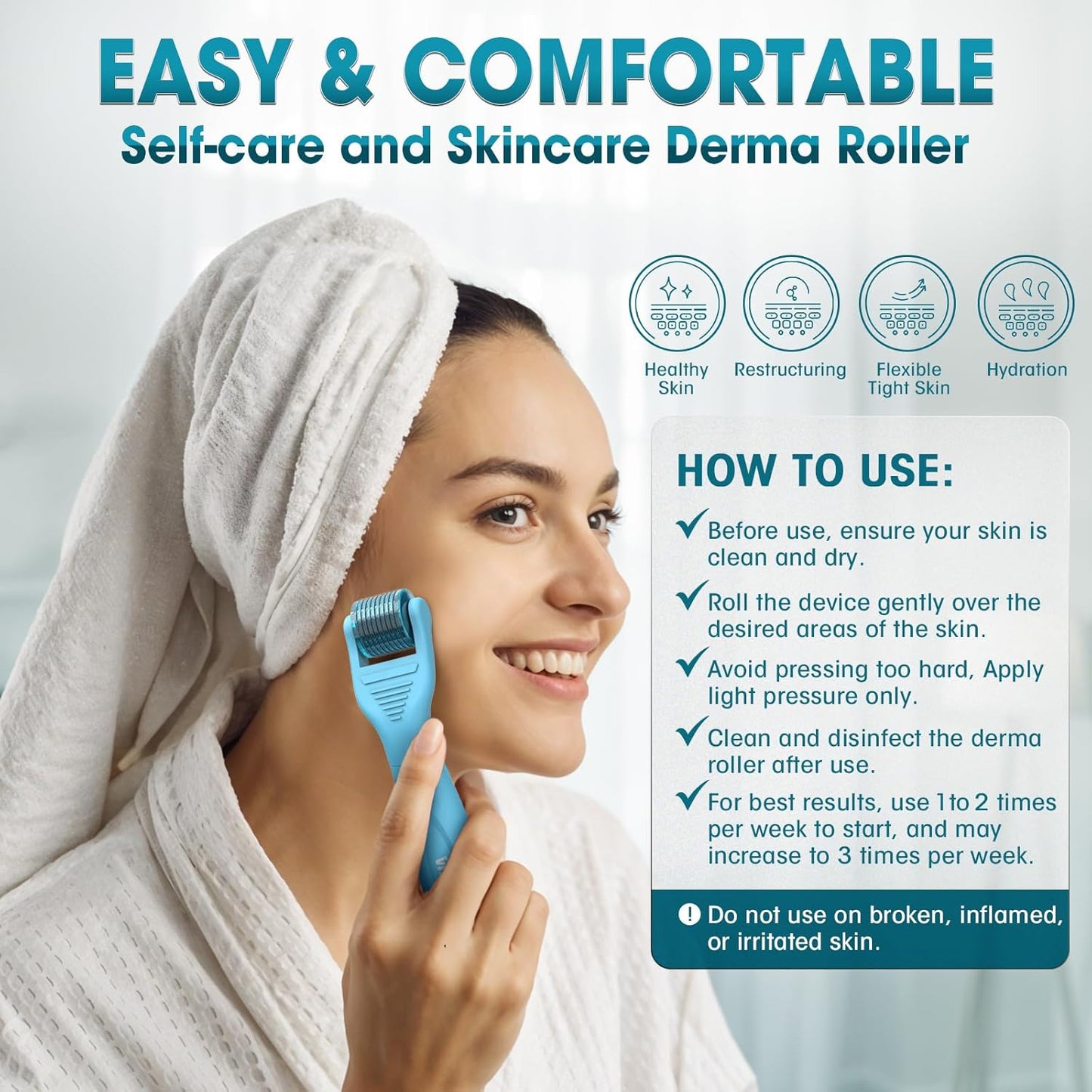 Derma Roller - Microneedle Roller with Replaceable Head for Men and Women - Derma Roller for Scalp and Body - Titanium Dermaroller (540 Needles)